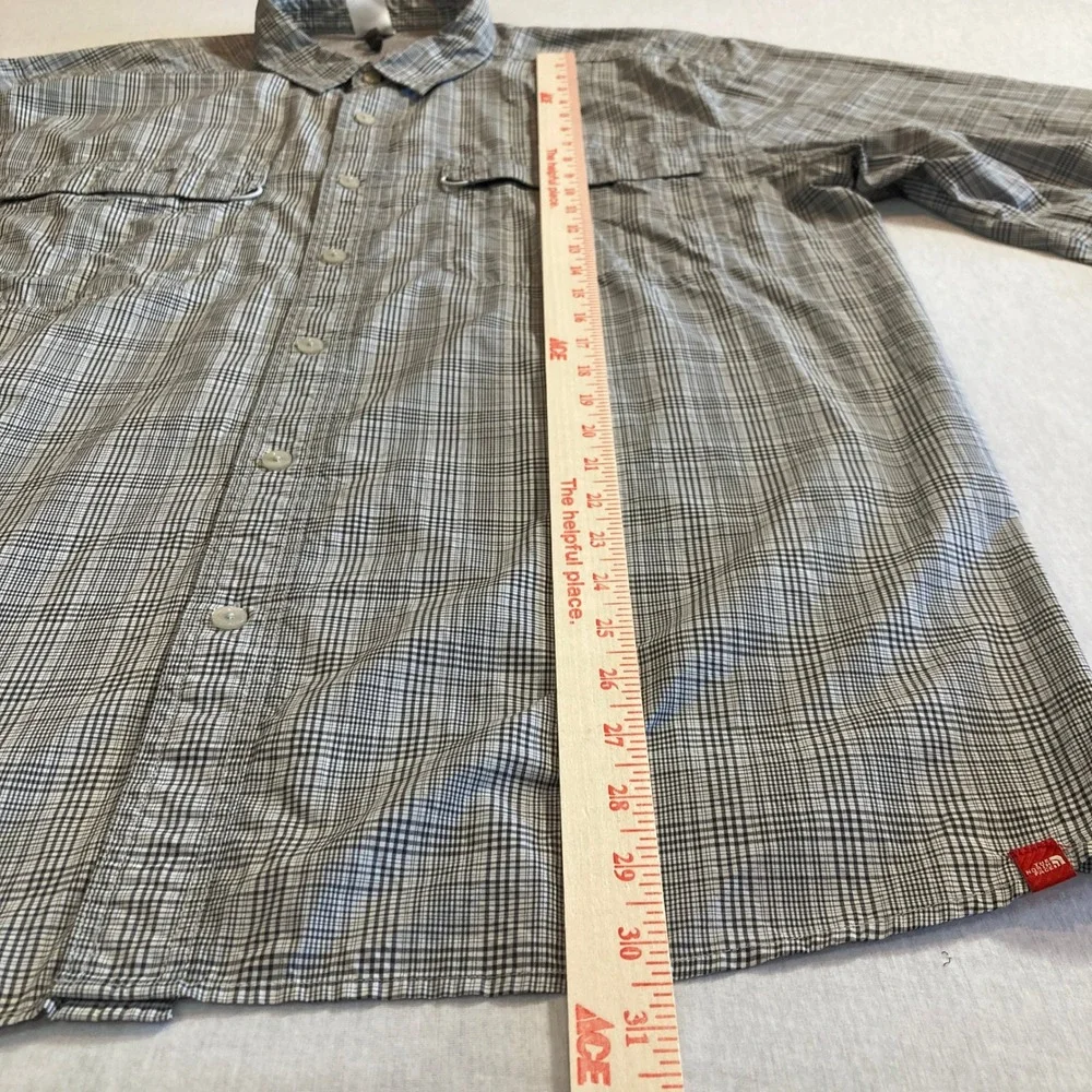 The‎ North Face Mens XXL Plaid Hiking Shirt Grey Long Sleeve Ventilated 2 Pocket